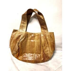 Beirn Snakeskin Leather Hobo Bag Brown Gold Y2K Designer